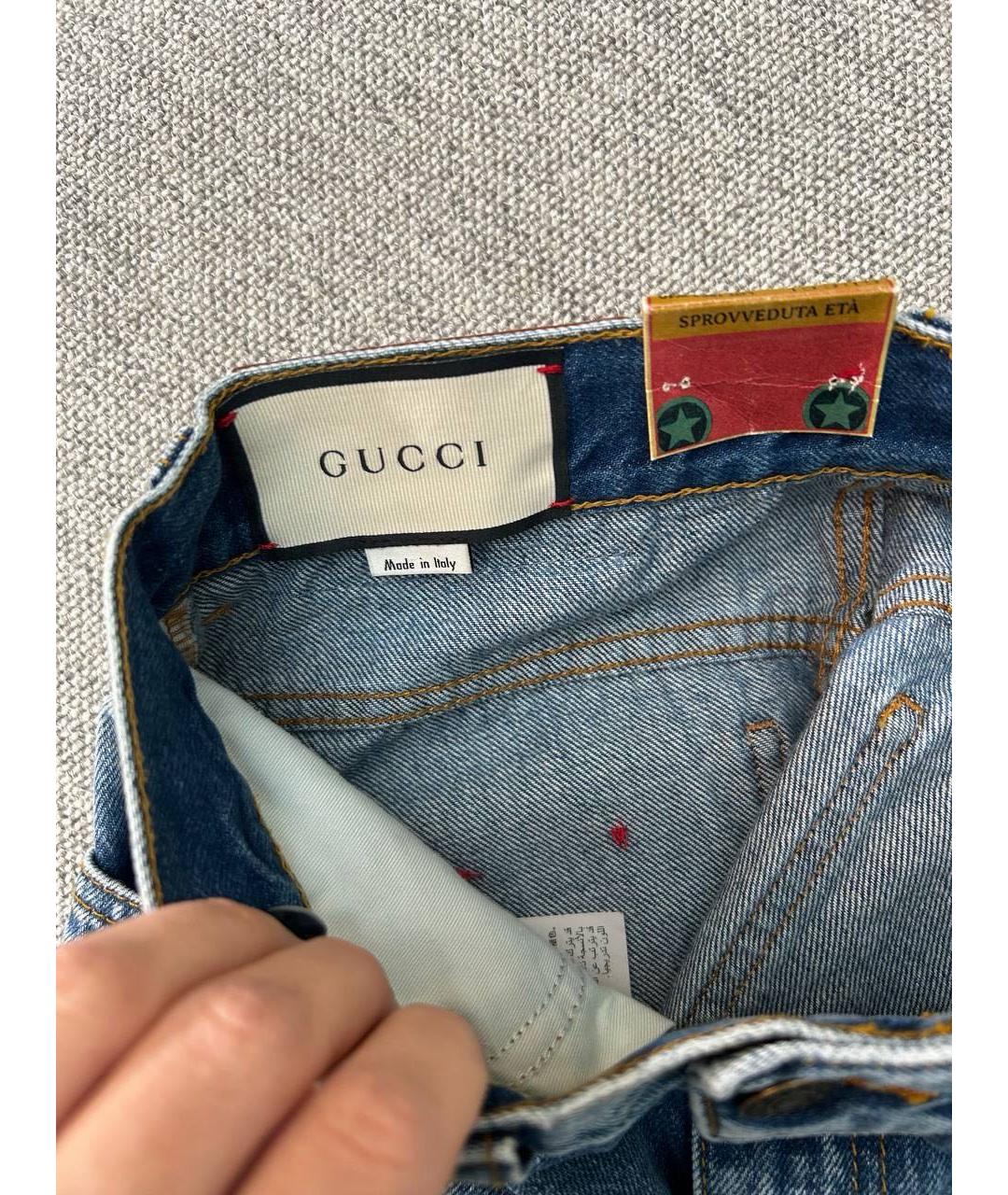 GUCCI Темно-синяя деним юбка мини, фото 4