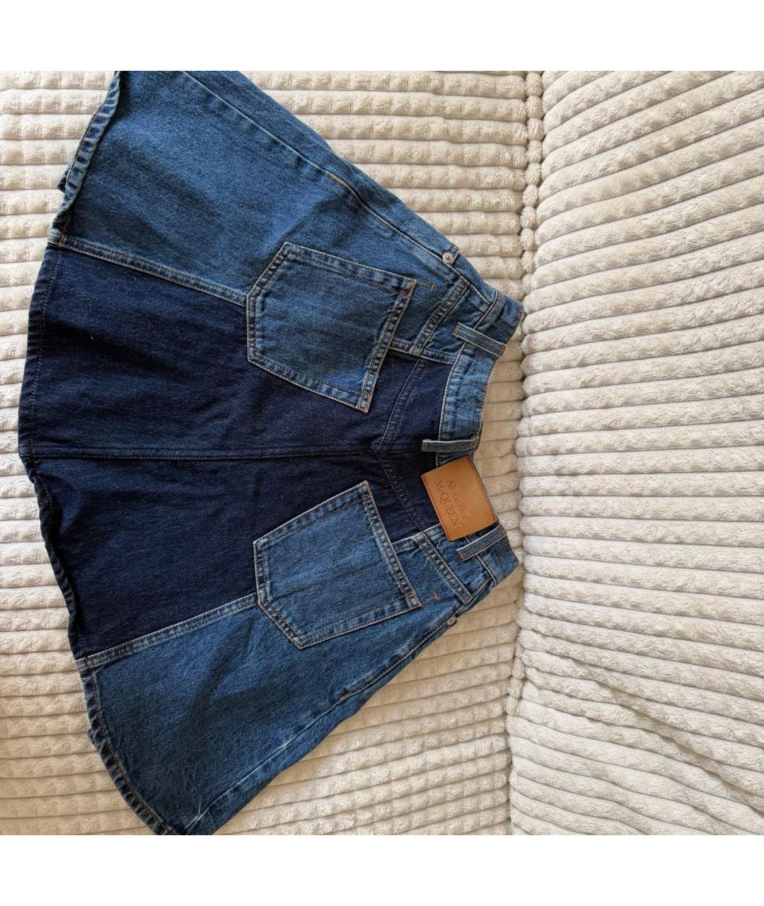 MCQ ALEXANDER MCQUEEN Синяя деним юбка мини, фото 2