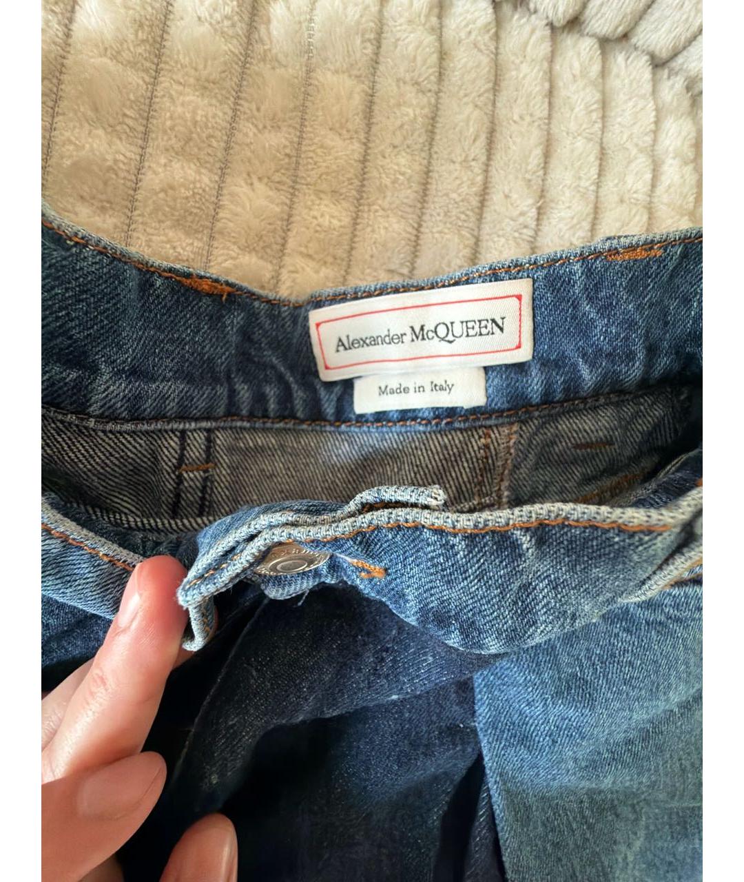 MCQ ALEXANDER MCQUEEN Синяя деним юбка мини, фото 3