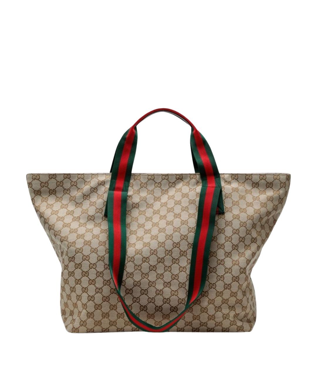 GUCCI Бежевая тканевая сумка тоут, фото 1