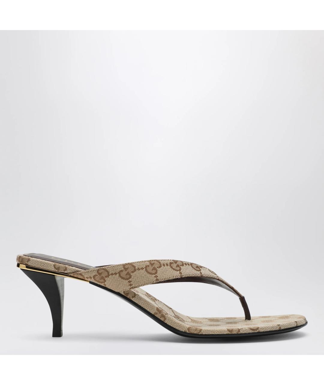 GUCCI Бежевые текстильные мюли, фото 3