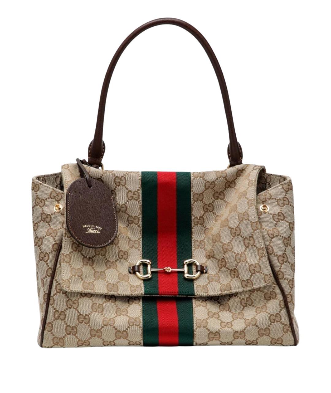 GUCCI Бежевая тканевая сумка через плечо, фото 1