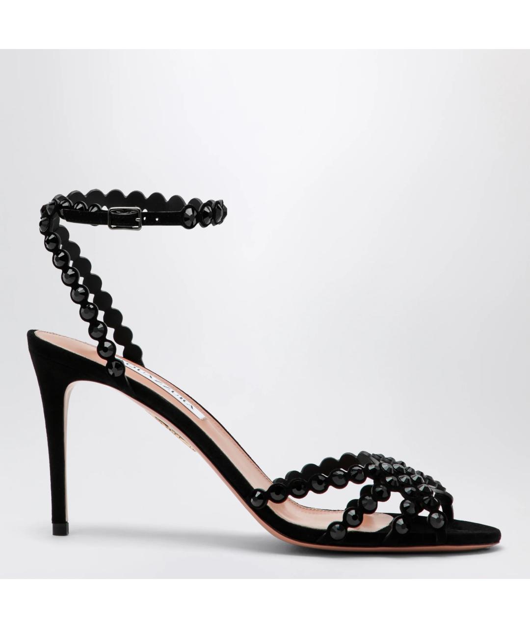 AQUAZZURA Черные кожаные босоножки, фото 3