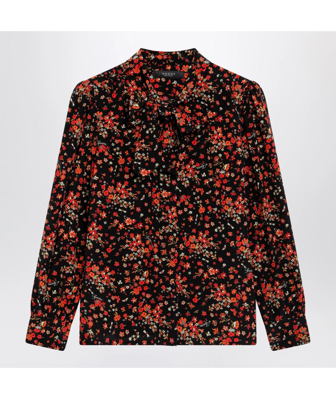 GUCCI Черная шелковая блузы, фото 3