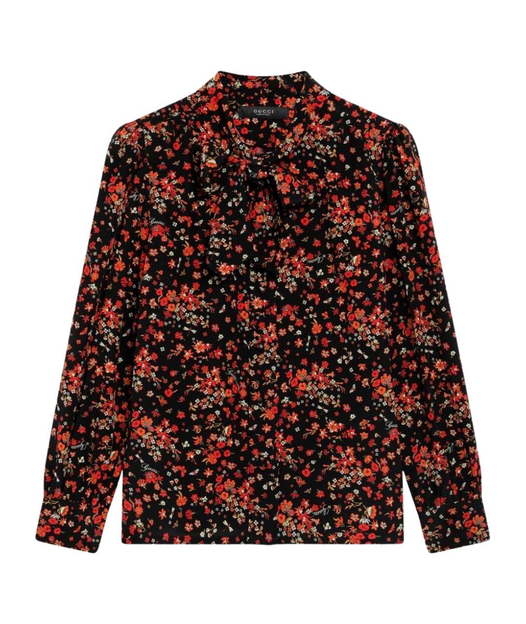 GUCCI Черная шелковая блузы, фото 1