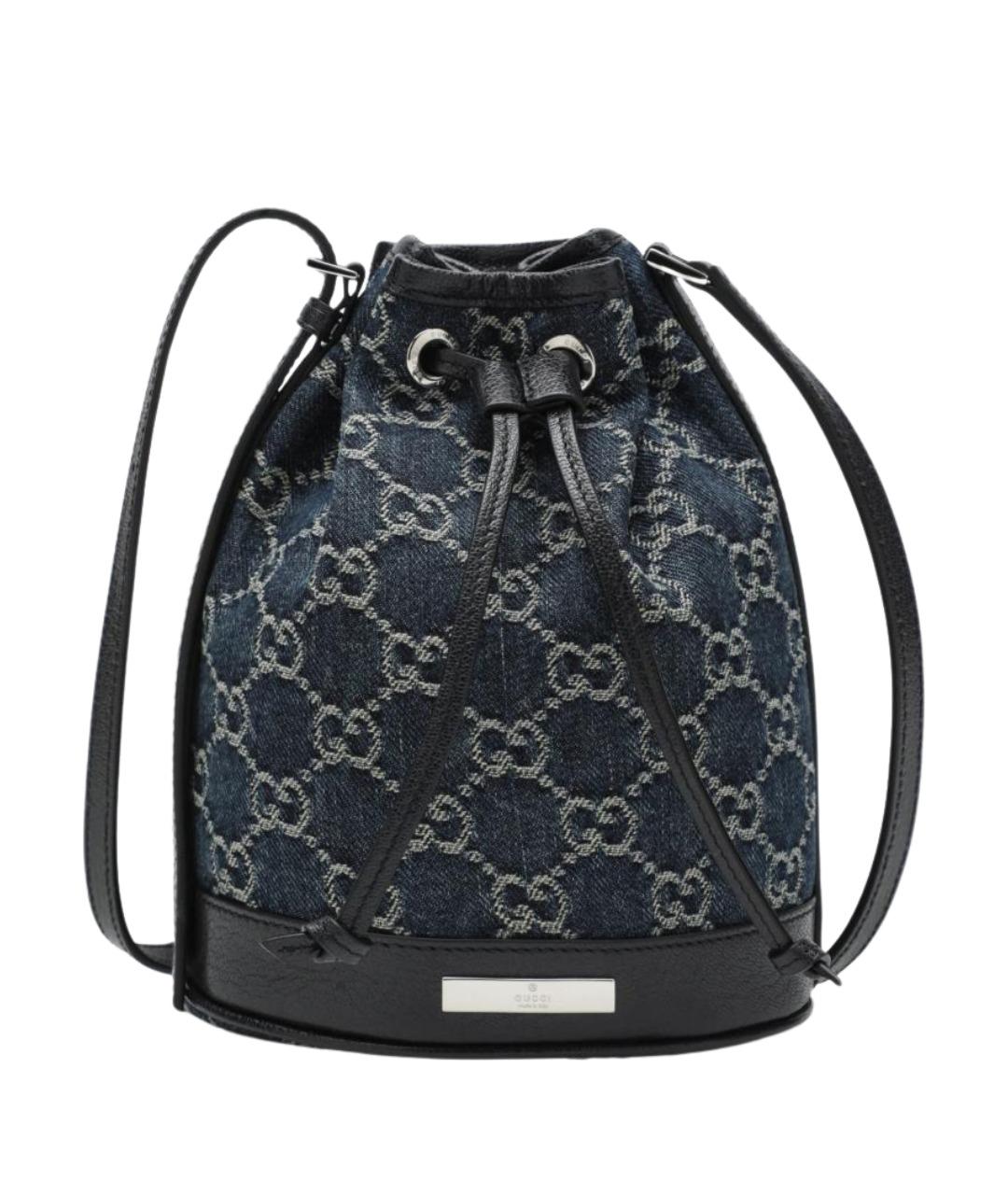 GUCCI Темно-синяя тканевая сумка через плечо, фото 1