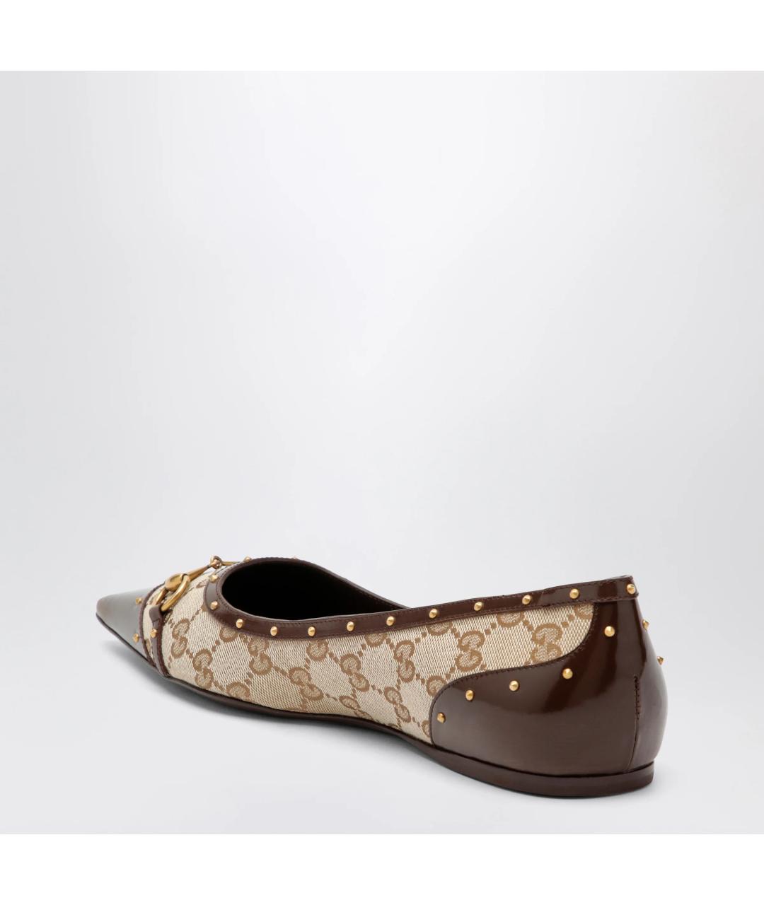GUCCI Коричневые текстильные балетки, фото 2