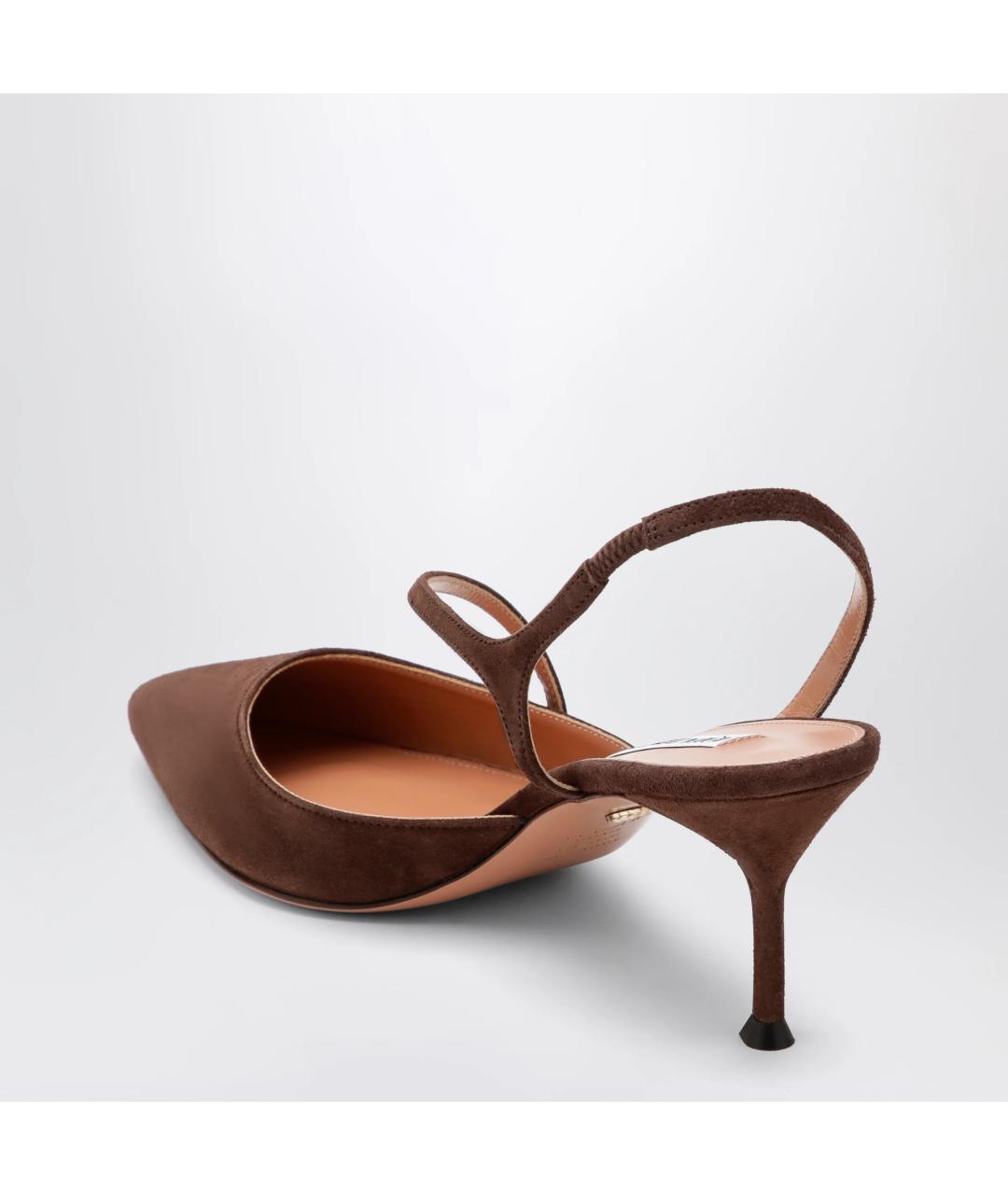 AQUAZZURA Коричневые нубуковые туфли, фото 2
