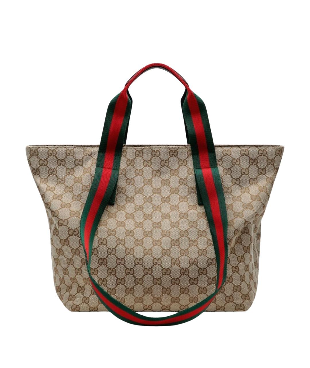 GUCCI Бежевая тканевая сумка тоут, фото 1