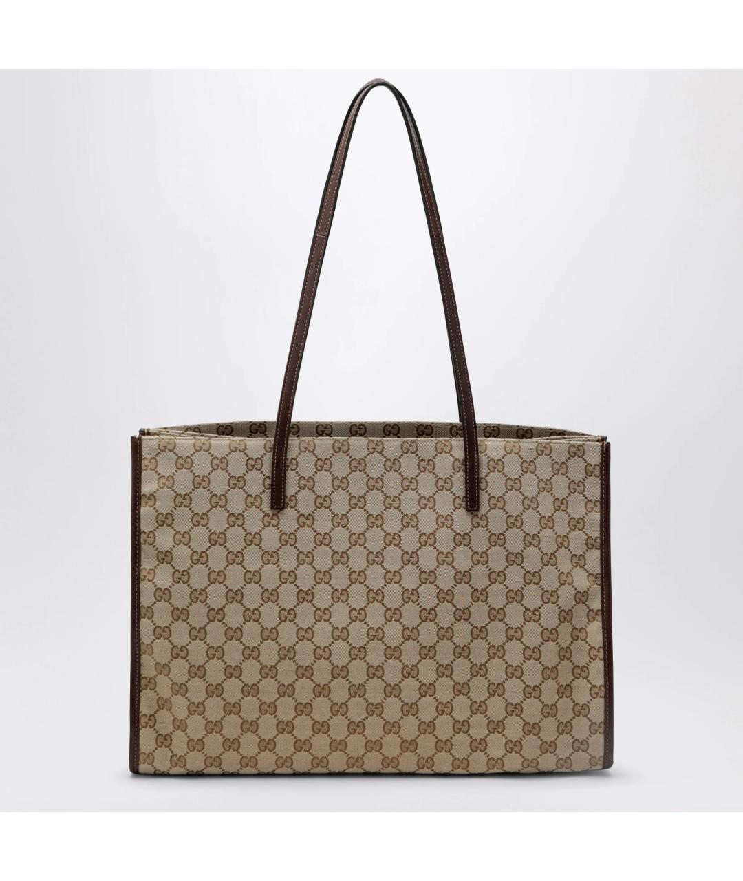 GUCCI Бежевая тканевая сумка тоут, фото 2