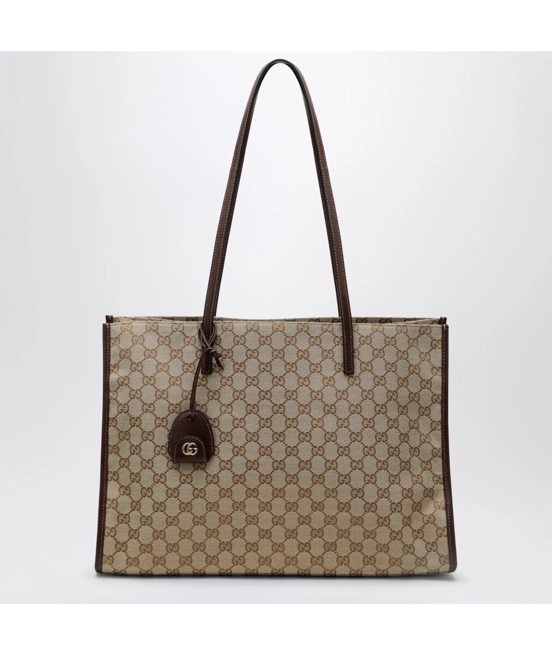 GUCCI Бежевая тканевая сумка тоут, фото 3