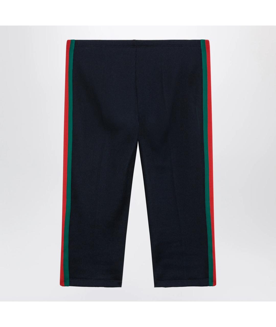 GUCCI Синие хлопковые прямые брюки, фото 2