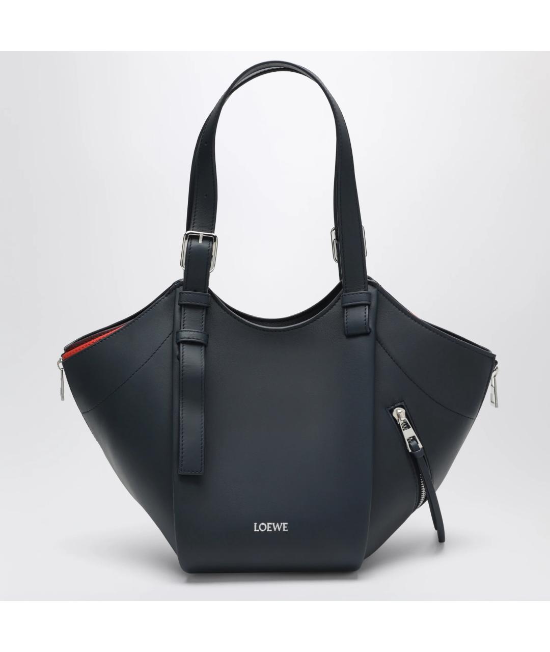 LOEWE Темно-синяя кожаная сумка тоут, фото 3