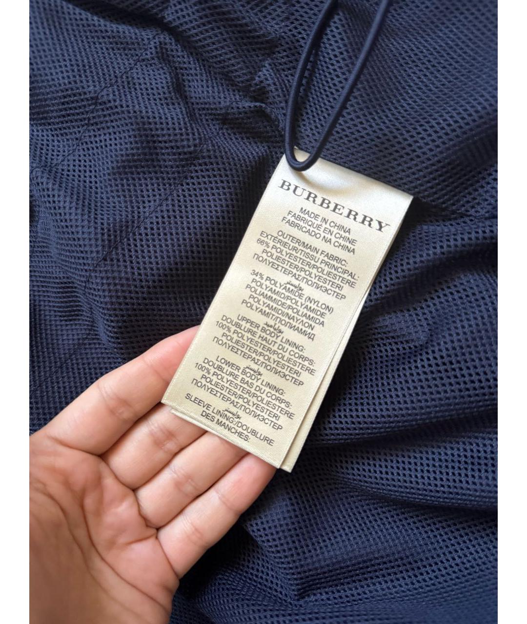 BURBERRY Темно-синяя полиэстеровая куртка, фото 4