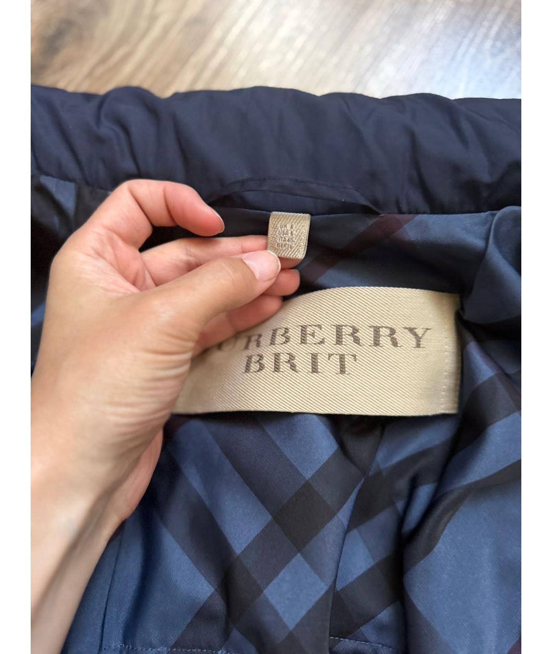 BURBERRY Темно-синяя полиэстеровая куртка, фото 3