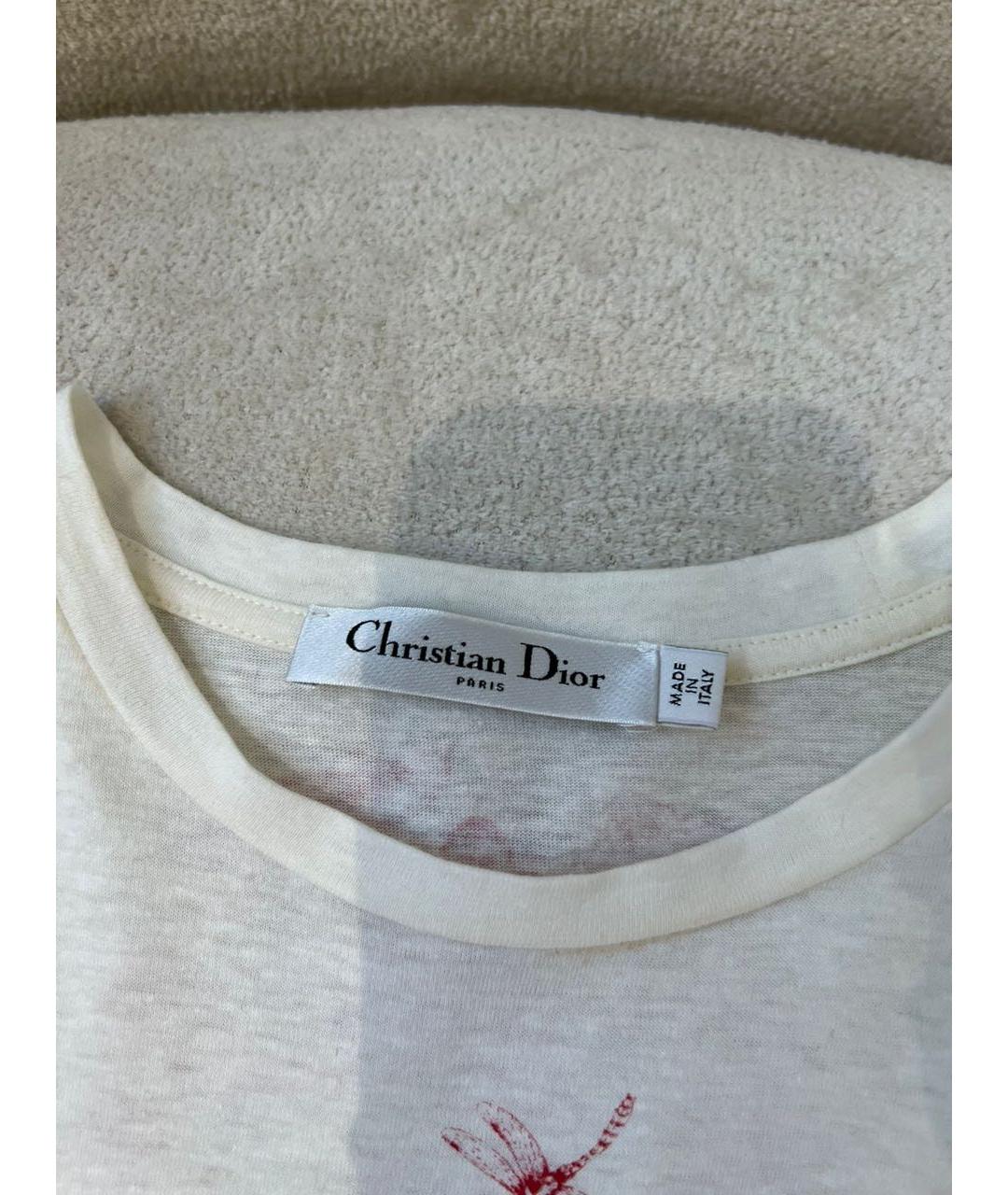 CHRISTIAN DIOR Белая хлопковая футболка, фото 4