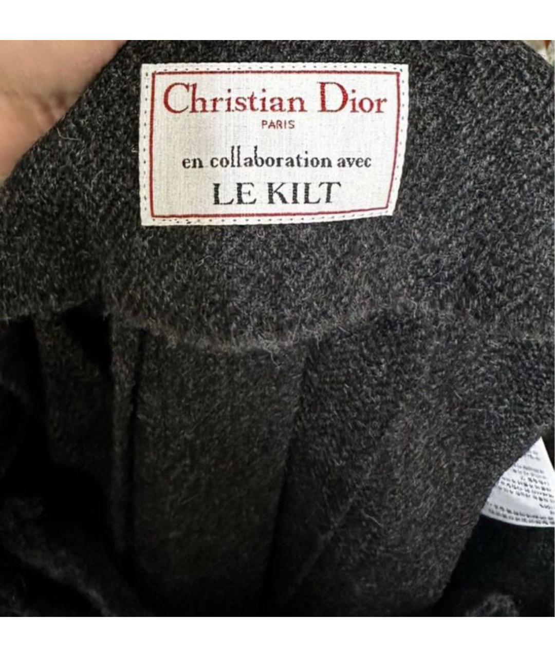 CHRISTIAN DIOR Серая шерстяная юбка миди, фото 4