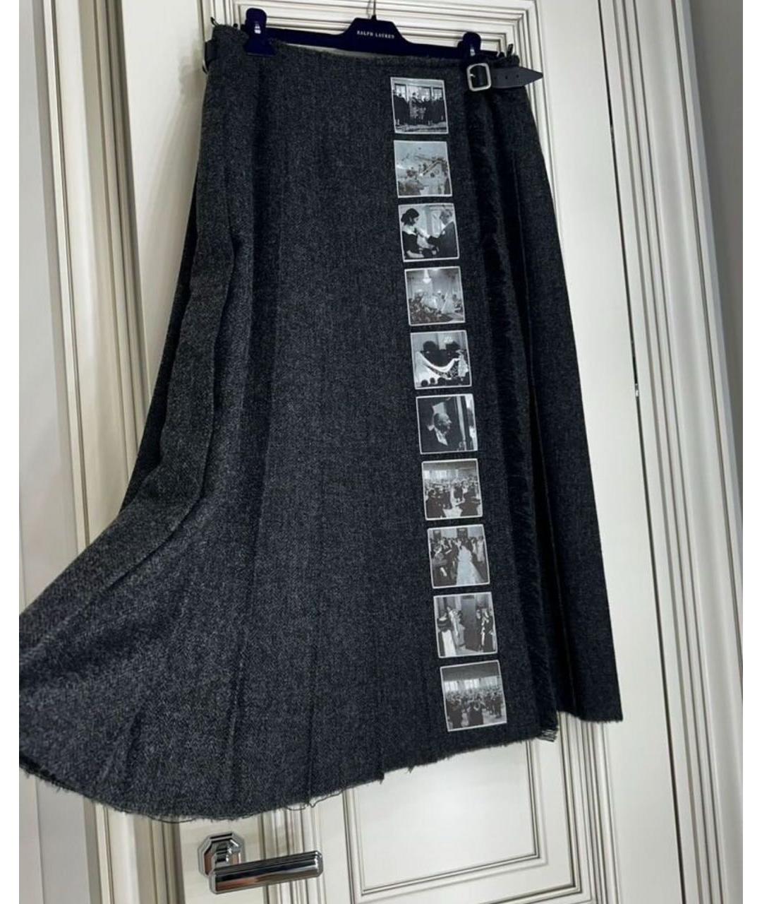 CHRISTIAN DIOR Серая шерстяная юбка миди, фото 2