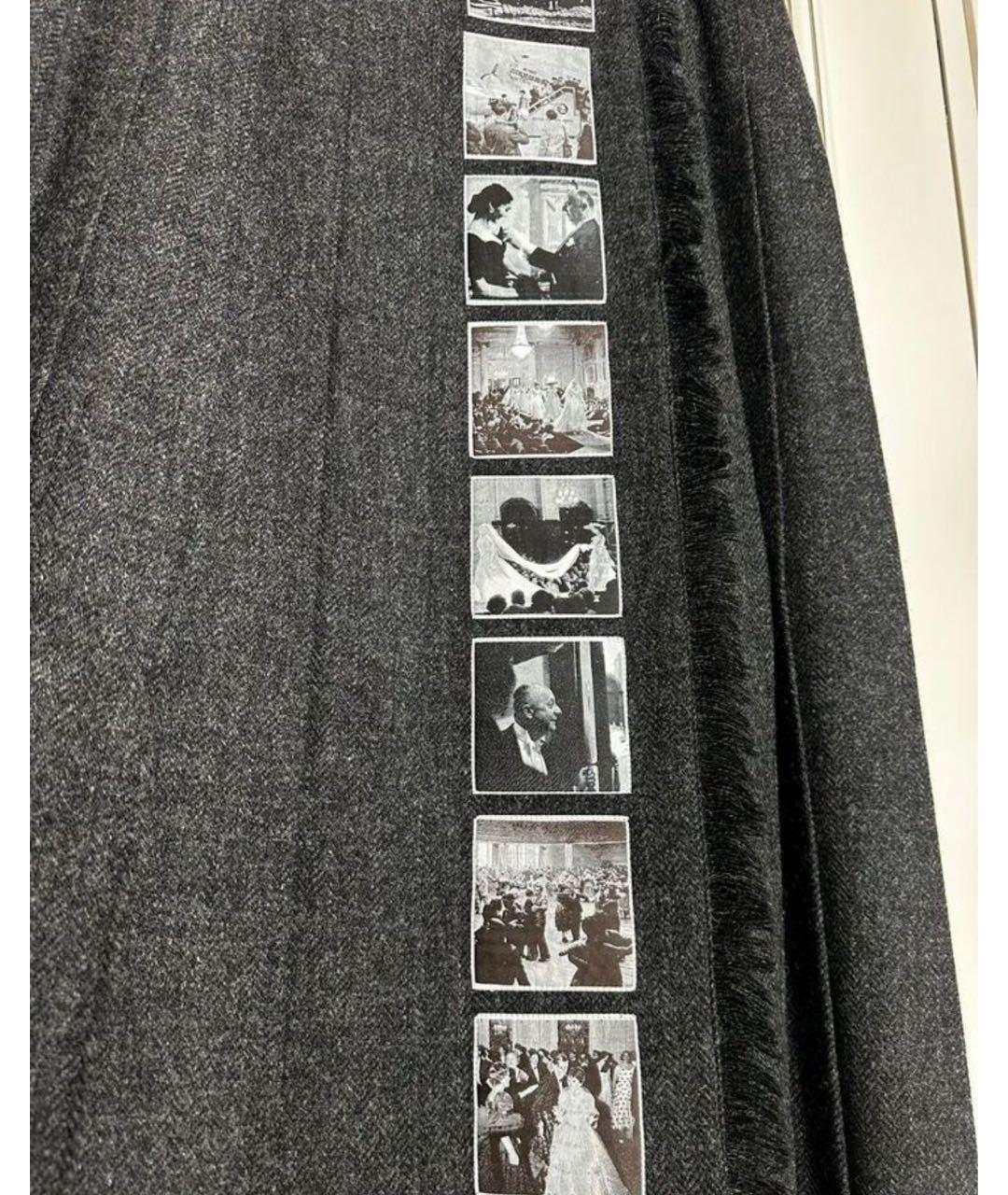 CHRISTIAN DIOR Серая шерстяная юбка миди, фото 5