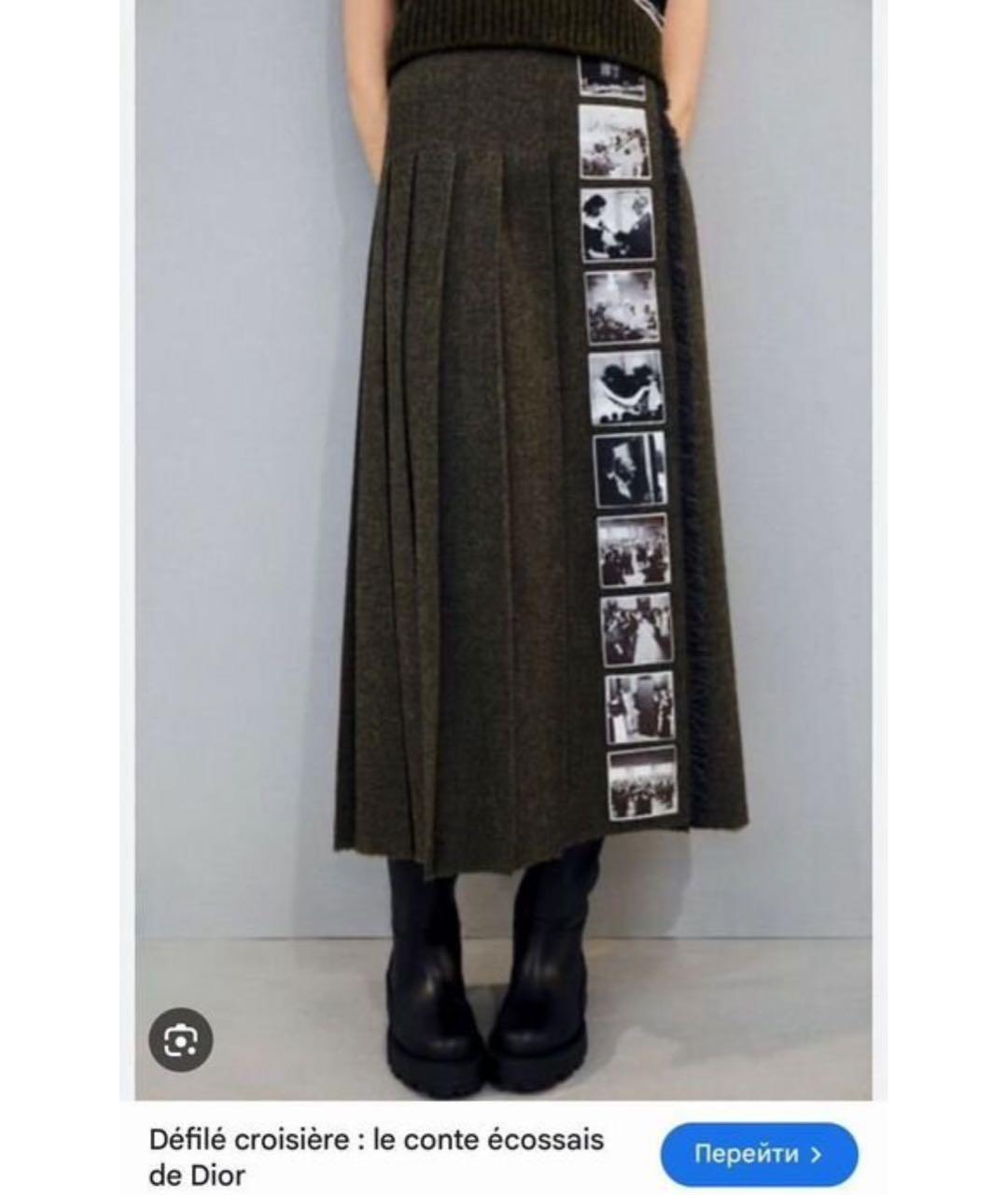 CHRISTIAN DIOR Серая шерстяная юбка миди, фото 6