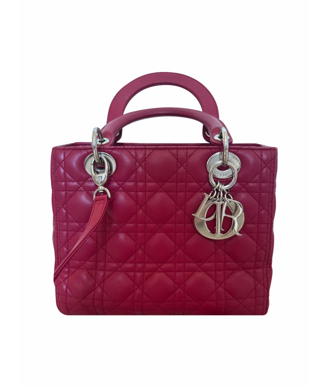 CHRISTIAN DIOR Красная кожаная сумка с короткими ручками, фото 1