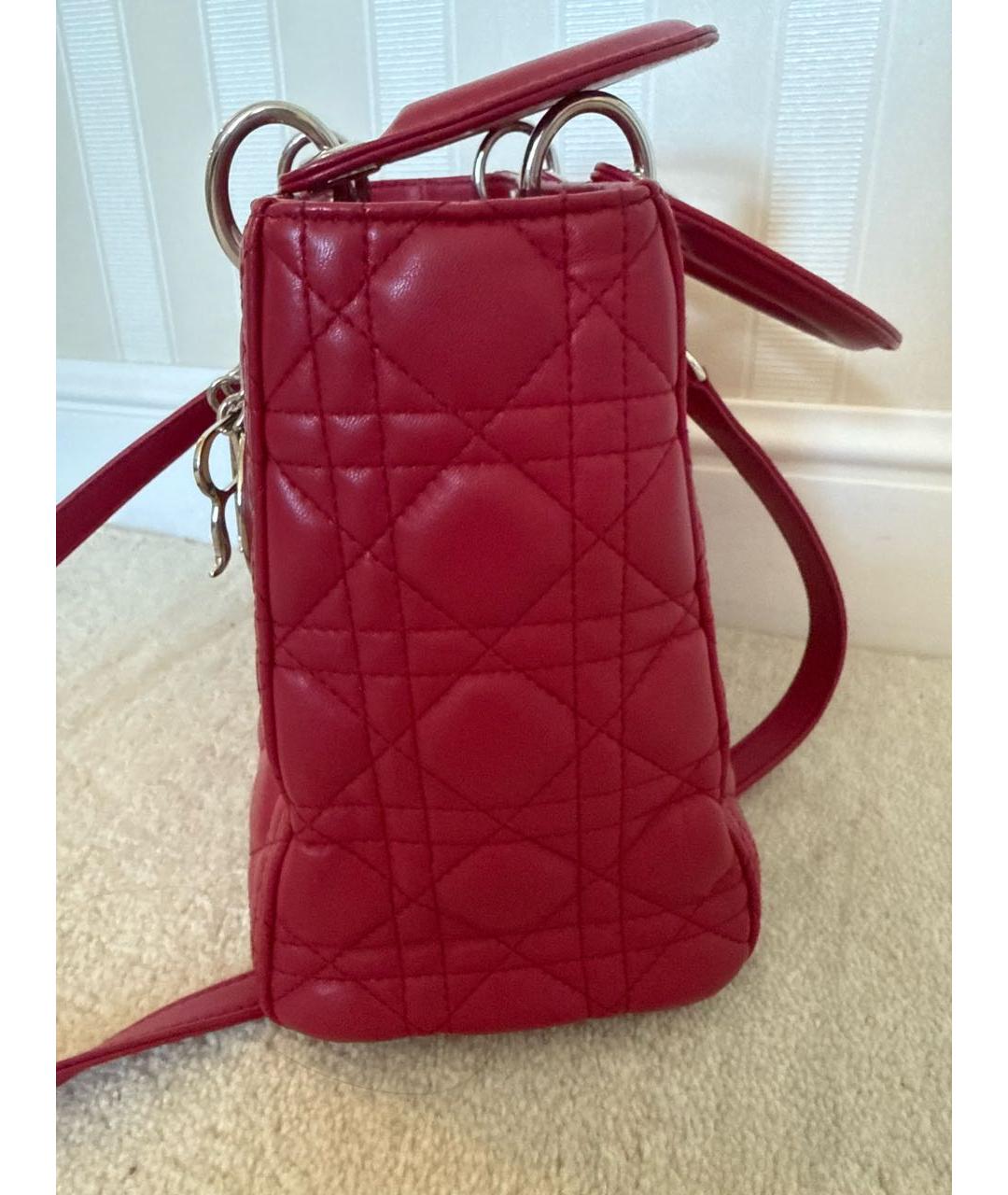 CHRISTIAN DIOR Красная кожаная сумка с короткими ручками, фото 2