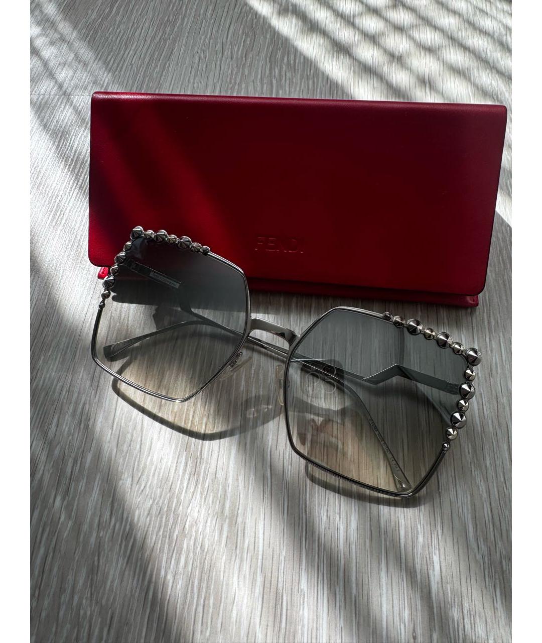 FENDI Серые металлические солнцезащитные очки, фото 6