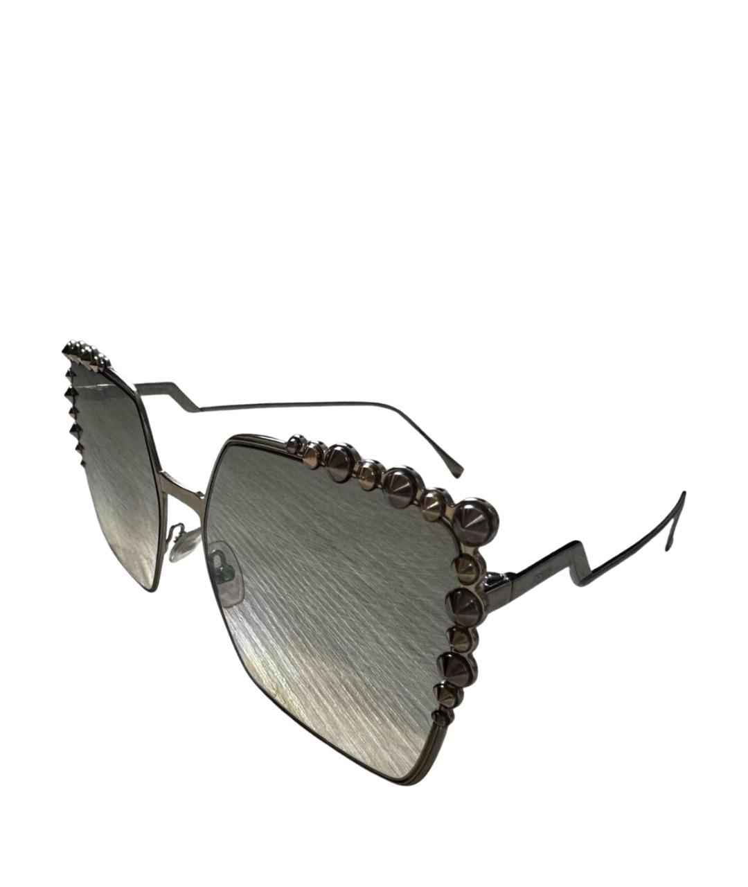 FENDI Серые металлические солнцезащитные очки, фото 1