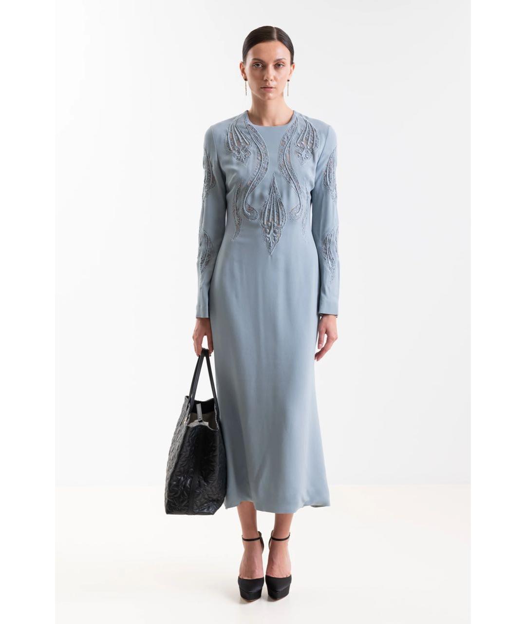 ELIE SAAB Голубое вискозное коктейльное платье, фото 3