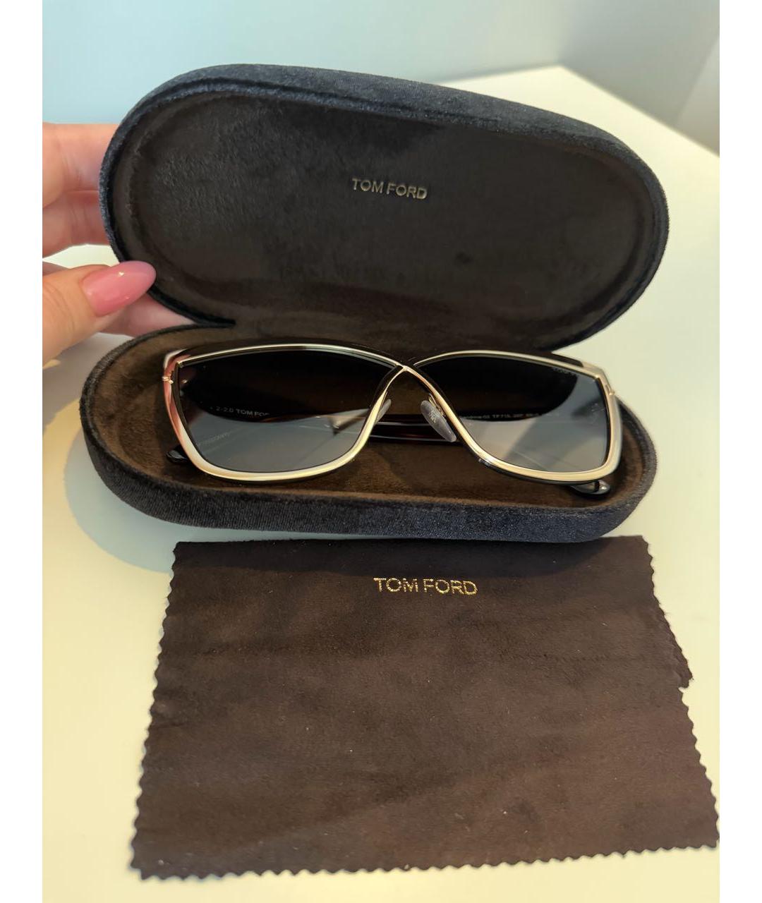 TOM FORD Золотые металлические солнцезащитные очки, фото 5