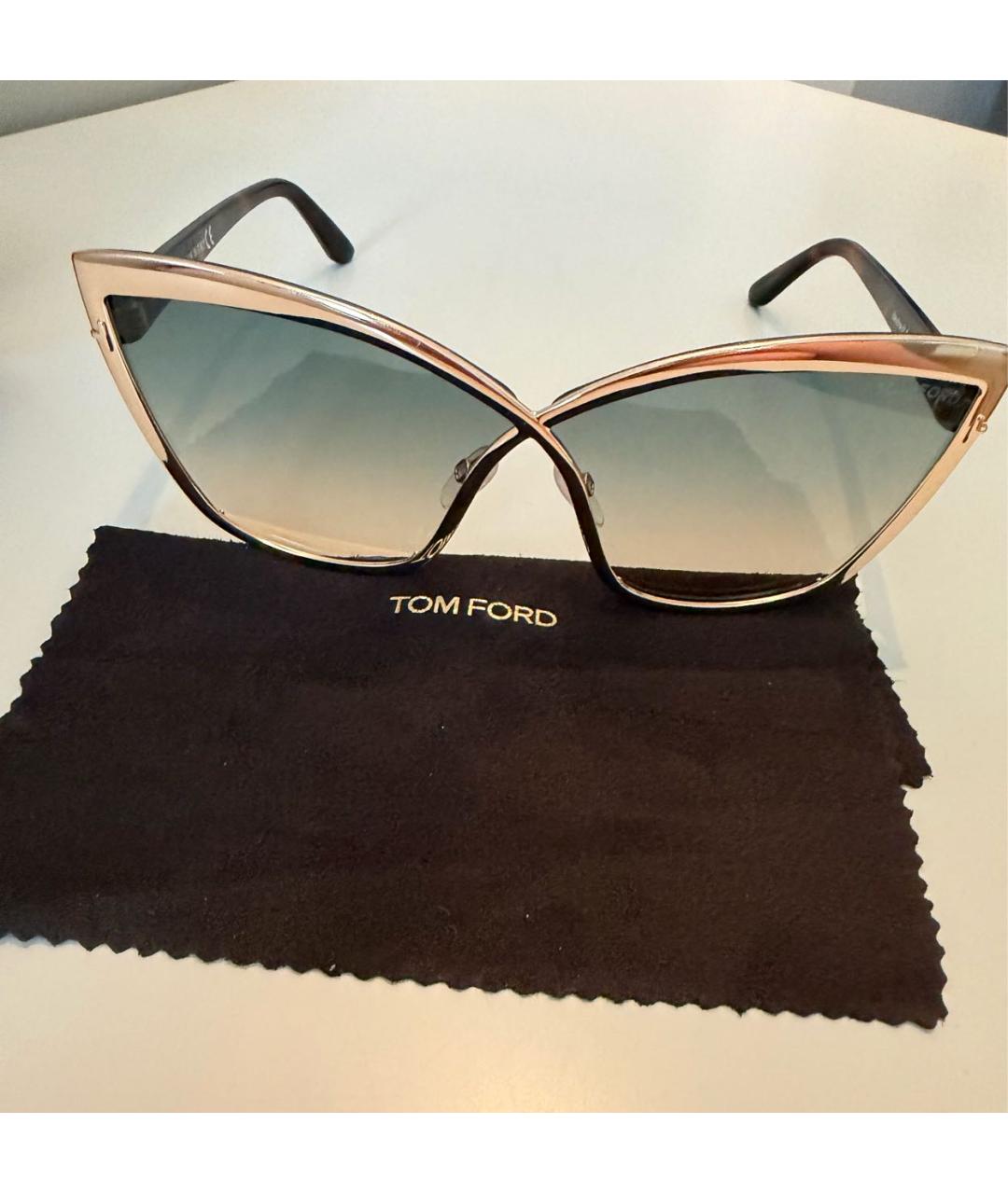 TOM FORD Золотые металлические солнцезащитные очки, фото 7