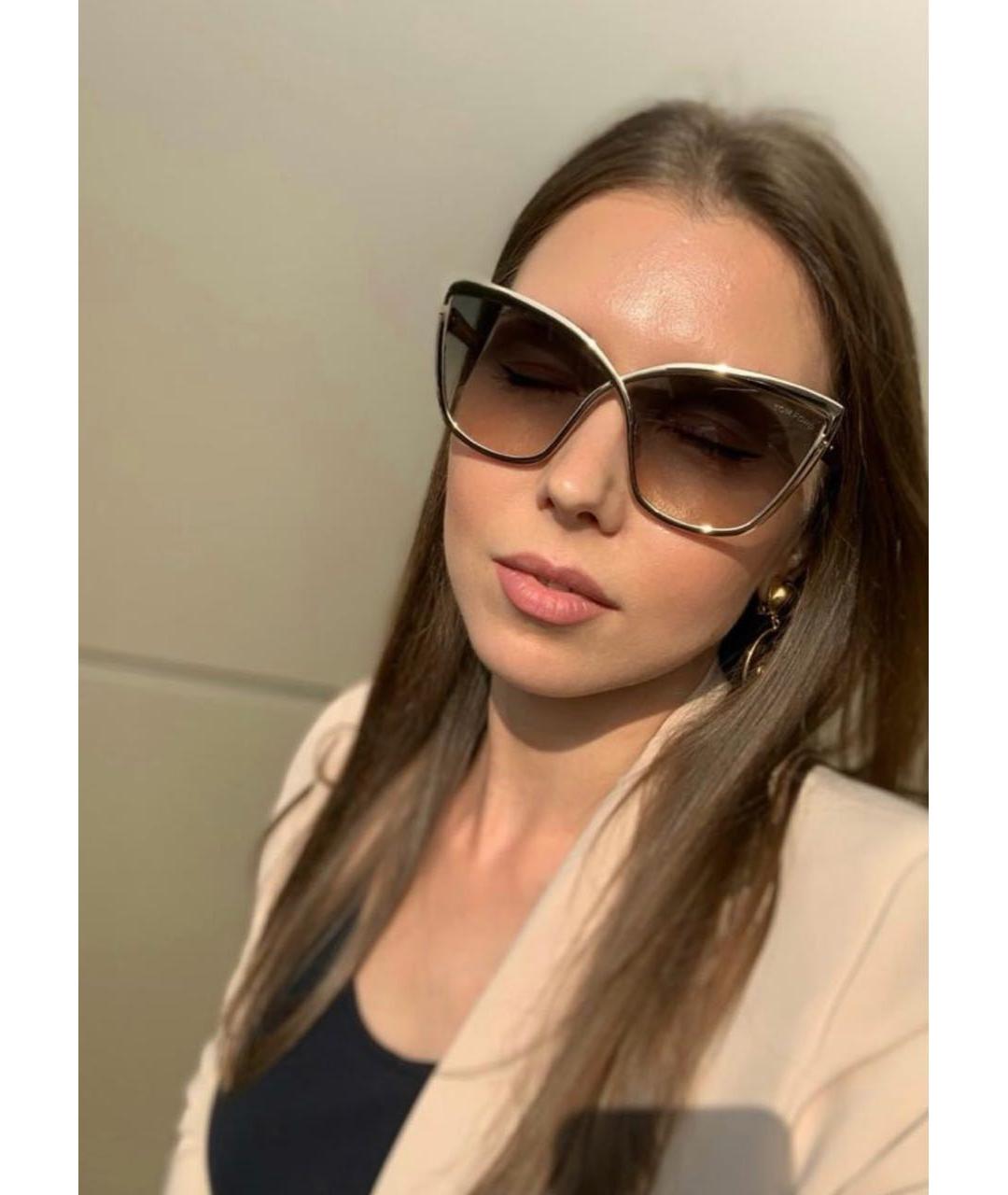 TOM FORD Золотые металлические солнцезащитные очки, фото 6
