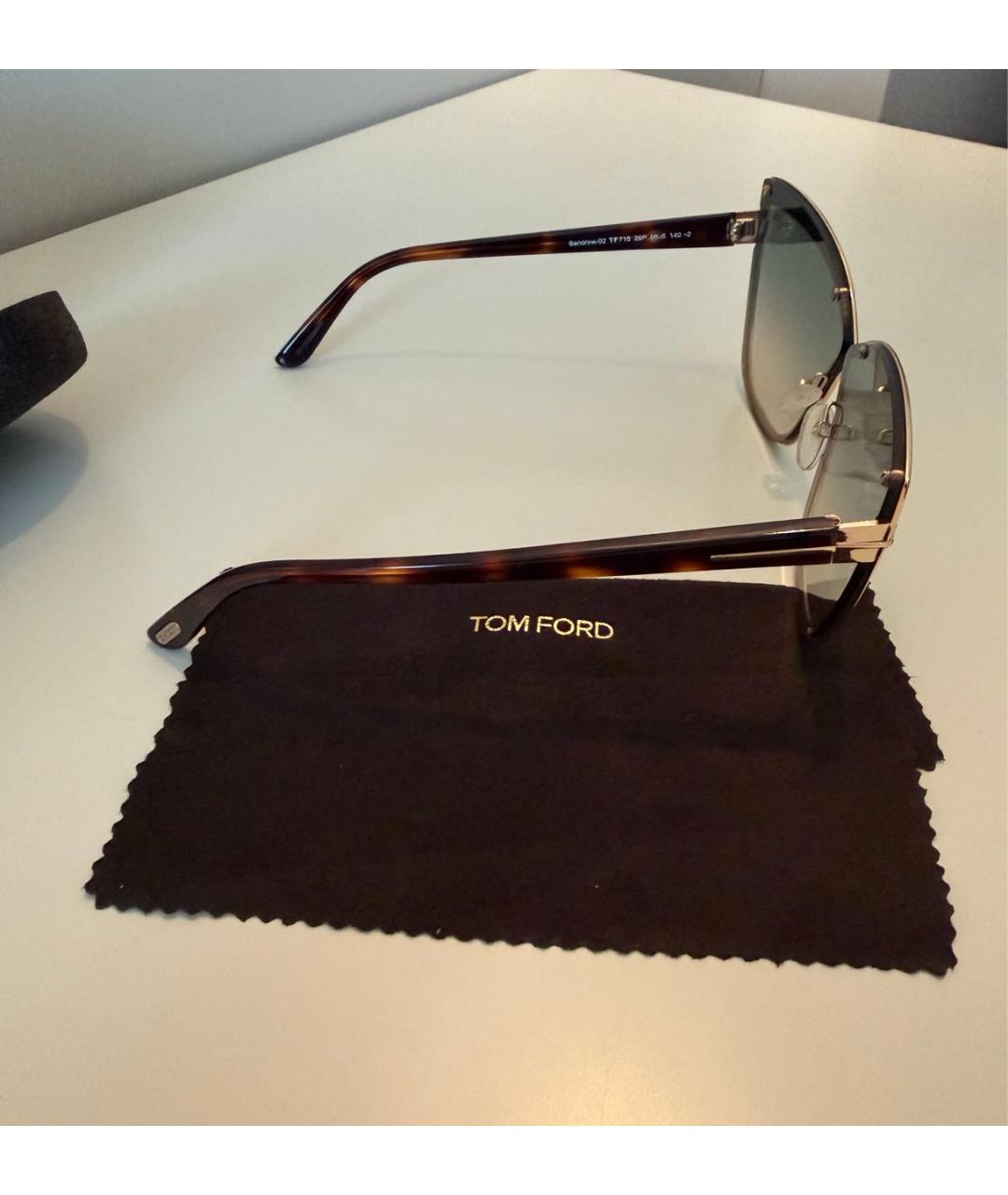 TOM FORD Золотые металлические солнцезащитные очки, фото 3