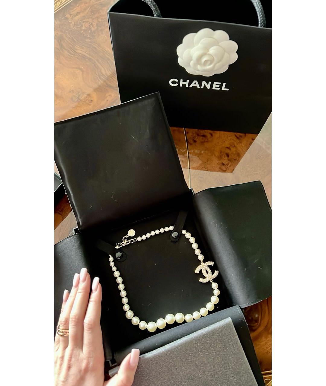 CHANEL Белое жемчужное колье, фото 2