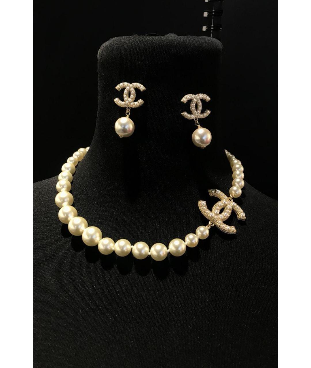 CHANEL Белое жемчужное колье, фото 3