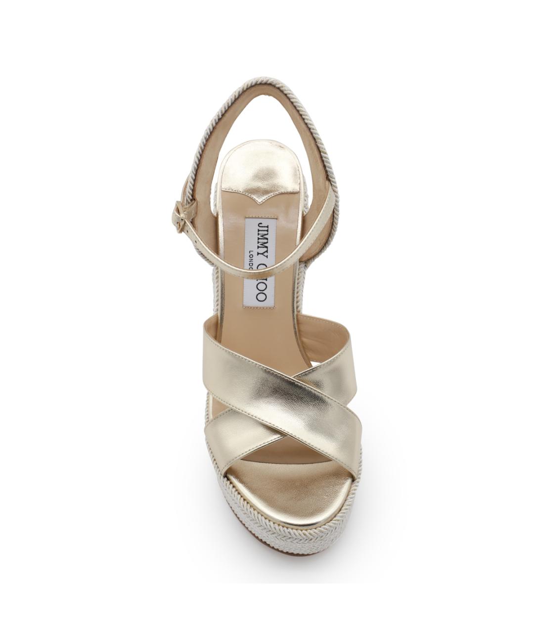 JIMMY CHOO Золотые кожаные босоножки, фото 4