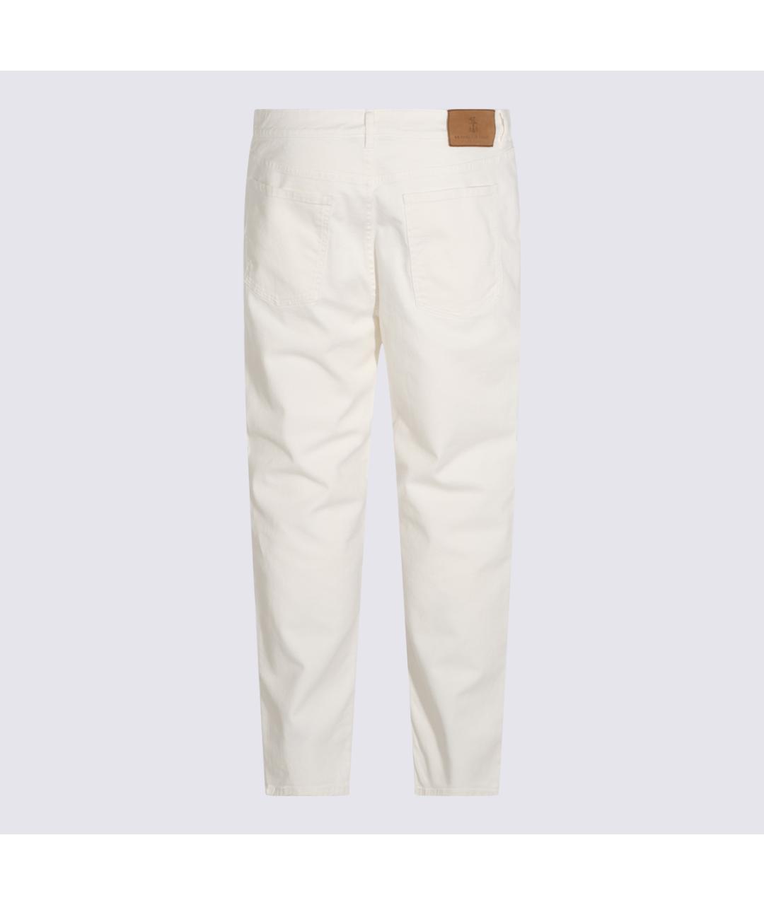 BRUNELLO CUCINELLI Белые хлопковые прямые джинсы, фото 4