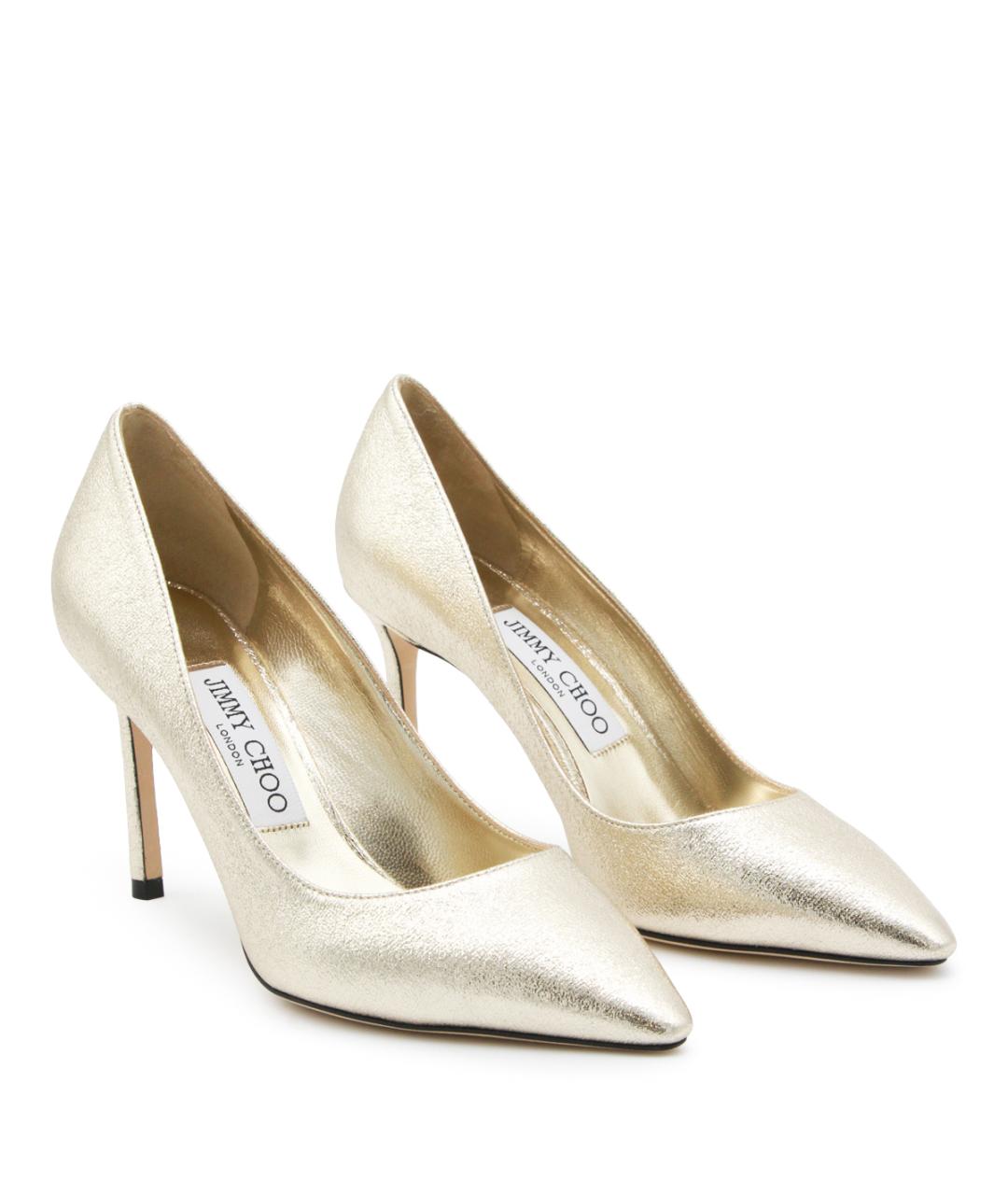 JIMMY CHOO Золотые текстильные туфли, фото 2