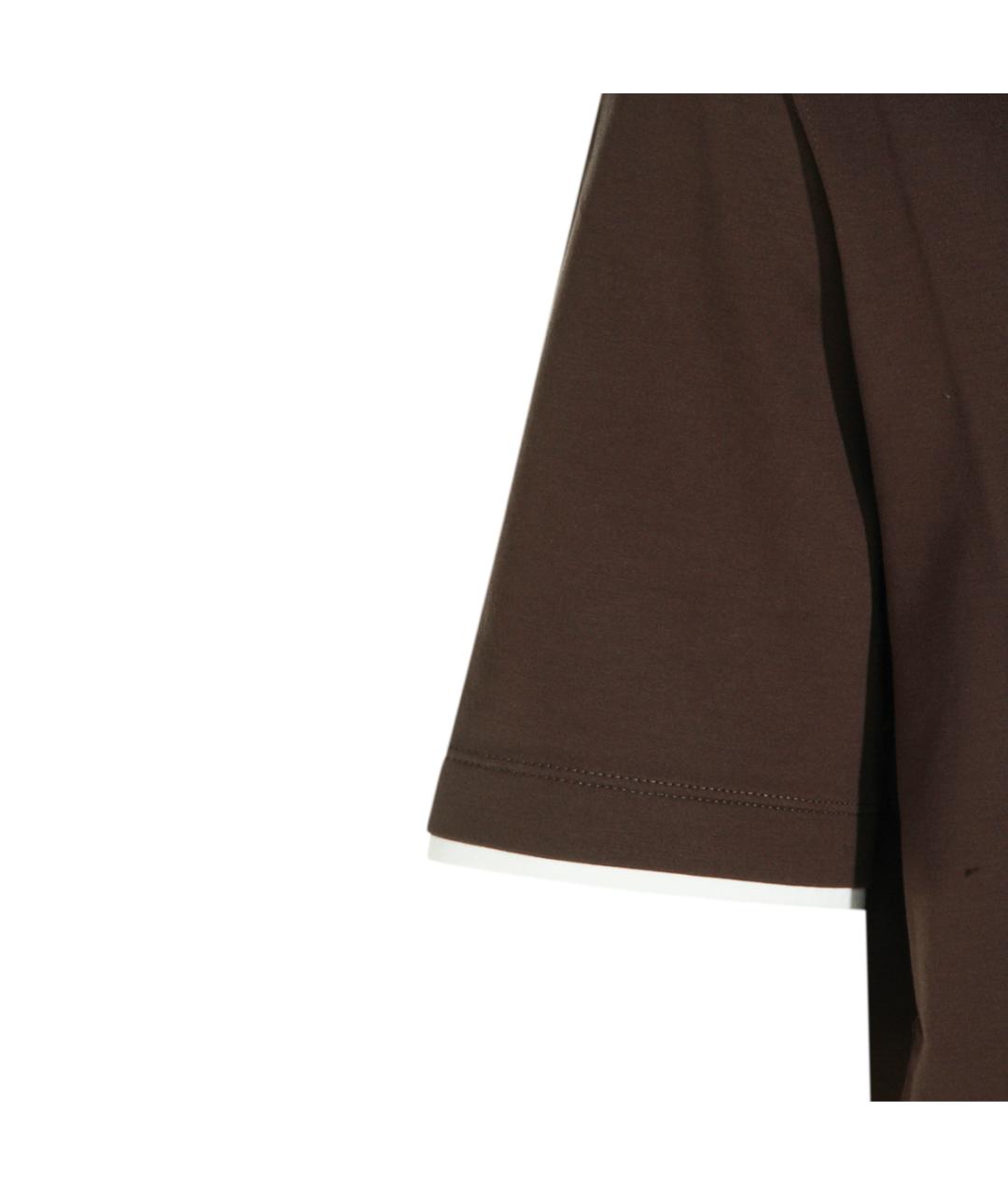 BRUNELLO CUCINELLI Коричневая хлопковая футболка, фото 3