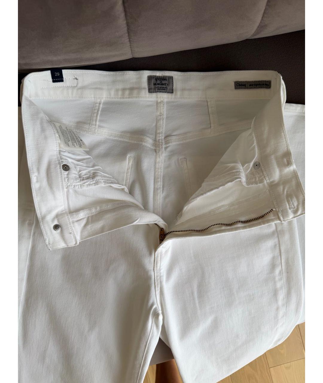 Citizien Of Humanity Белые хлопко-эластановые прямые джинсы, фото 3