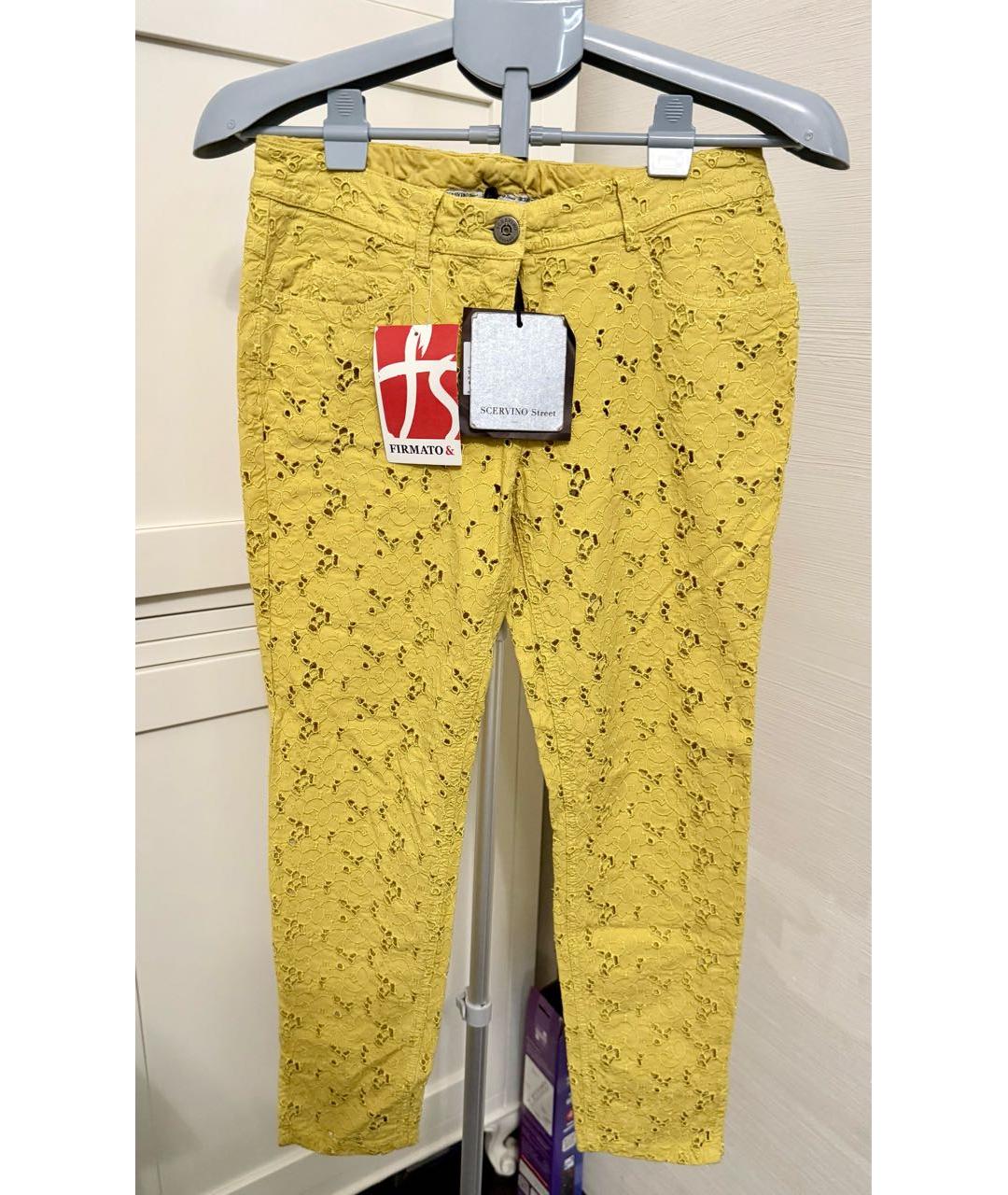 ERMANNO SCERVINO Желтые хлопковые прямые брюки, фото 8