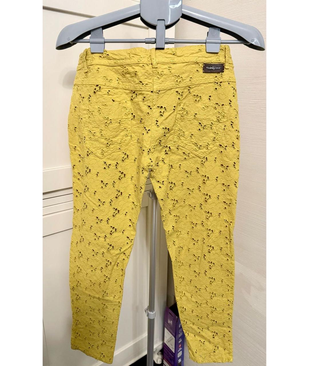 ERMANNO SCERVINO Желтые хлопковые прямые брюки, фото 2