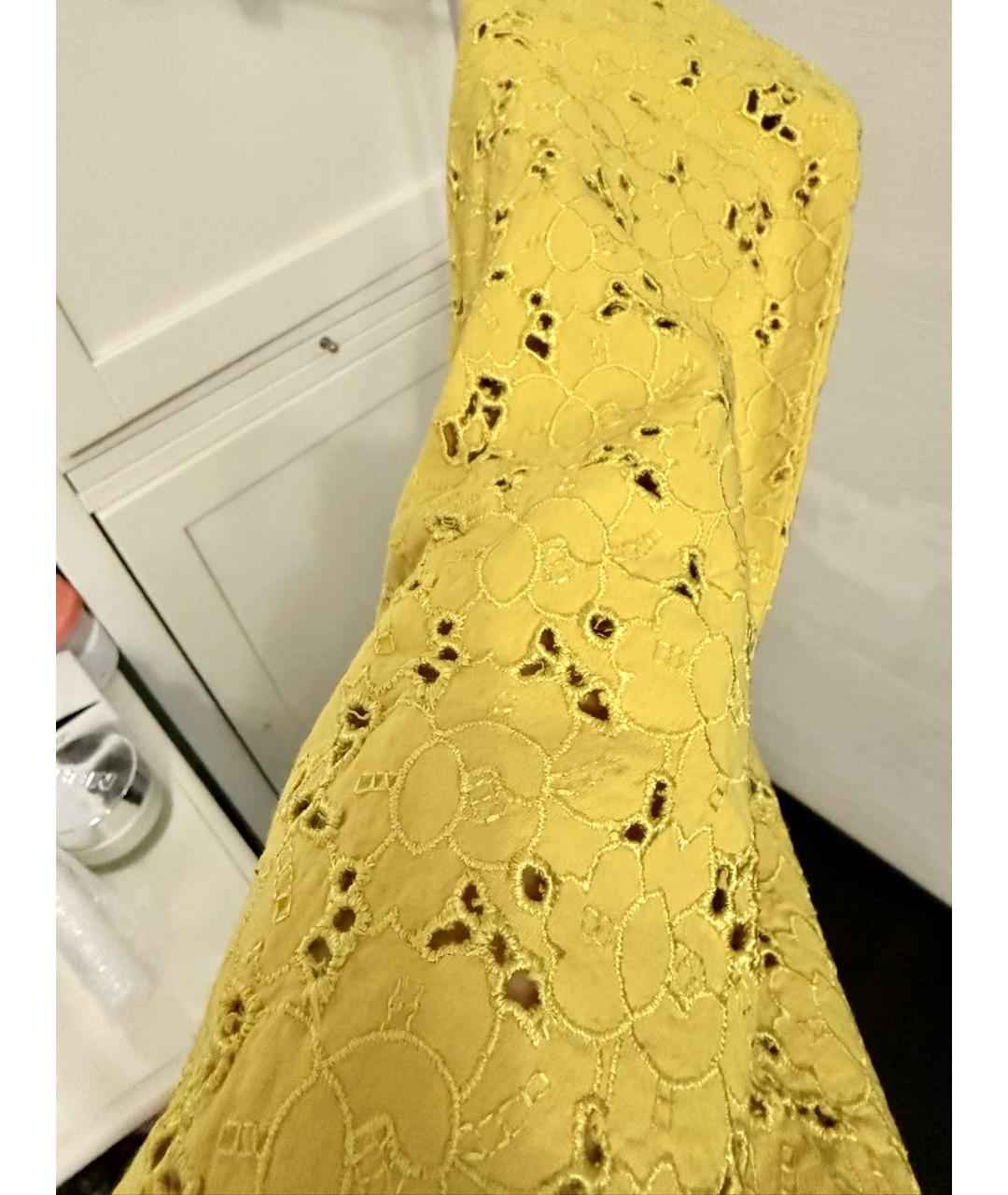 ERMANNO SCERVINO Желтые хлопковые прямые брюки, фото 6