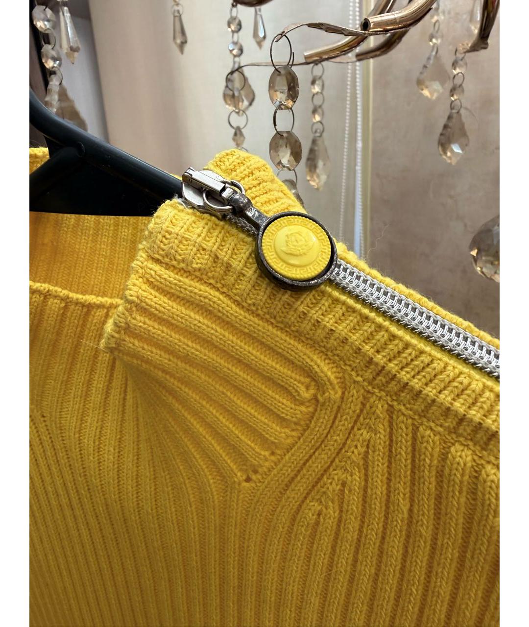 VERSACE Желтое хлопковое повседневное платье, фото 4