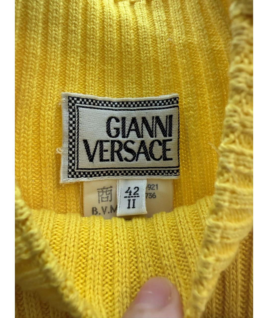 VERSACE Желтое хлопковое повседневное платье, фото 3