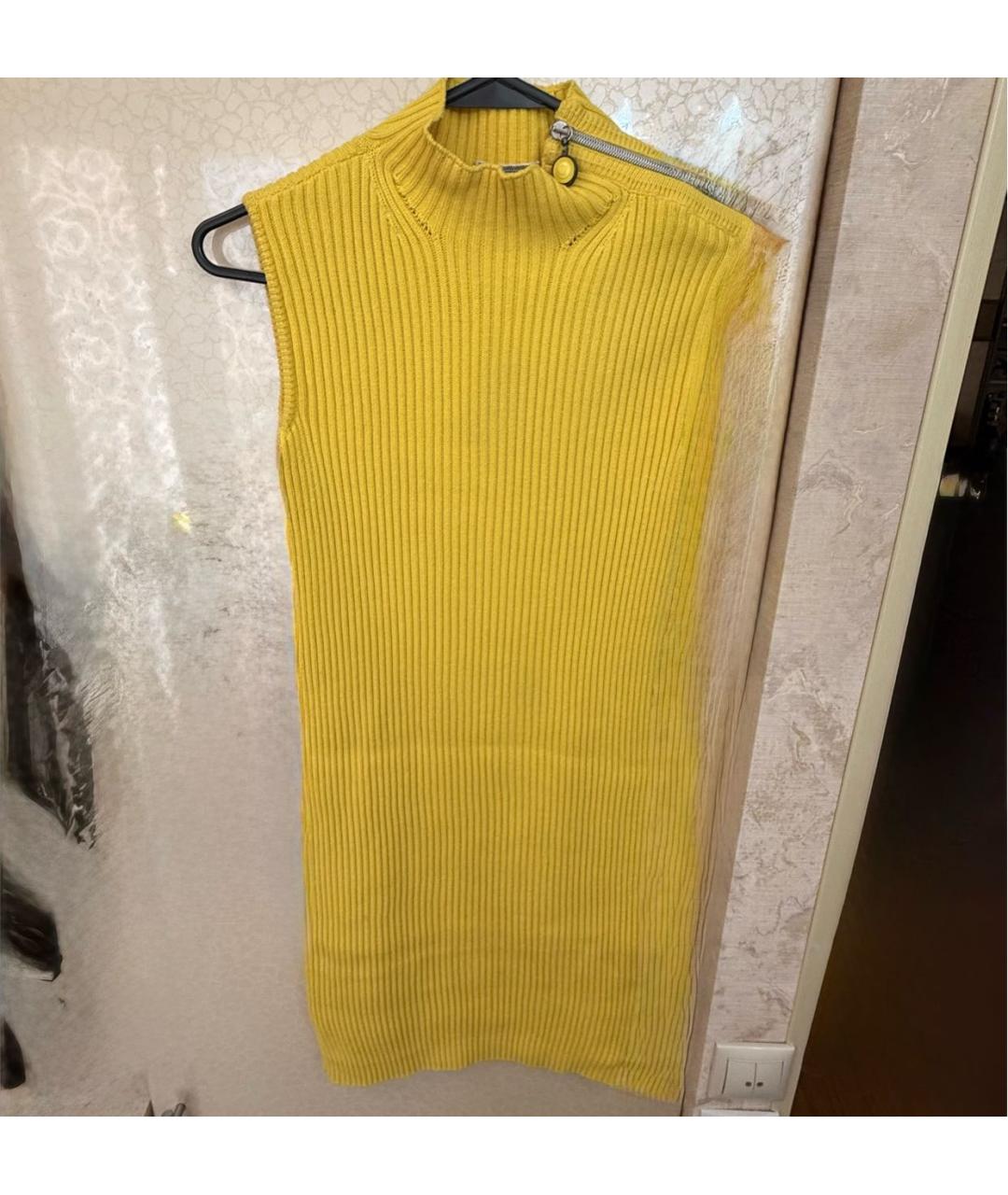 VERSACE Желтое хлопковое повседневное платье, фото 5