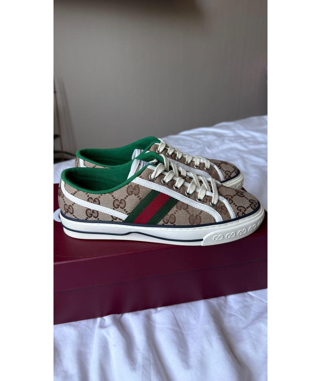 GUCCI Коричневые текстильные кеды, фото 5