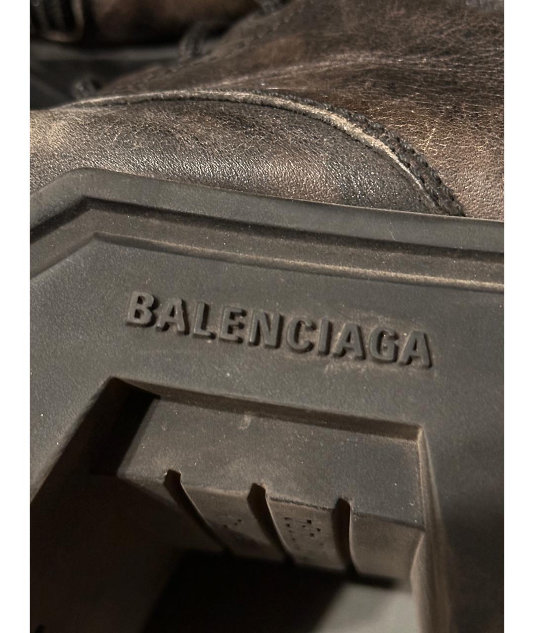 BALENCIAGA Коричневые кожаные высокие ботинки, фото 4