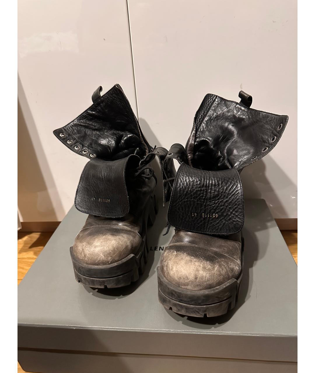 BALENCIAGA Коричневые кожаные высокие ботинки, фото 2