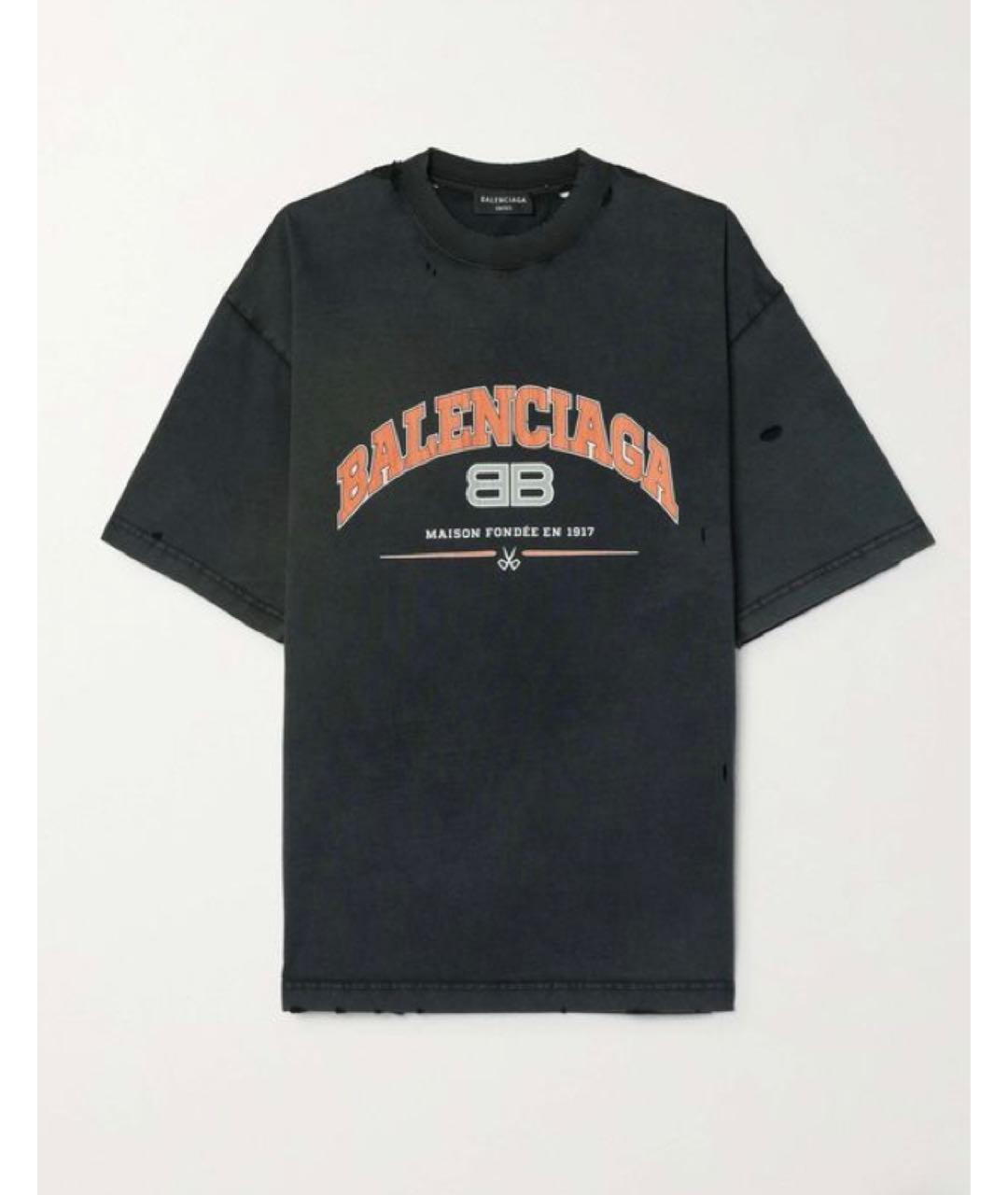 BALENCIAGA Черная хлопковая футболка, фото 3